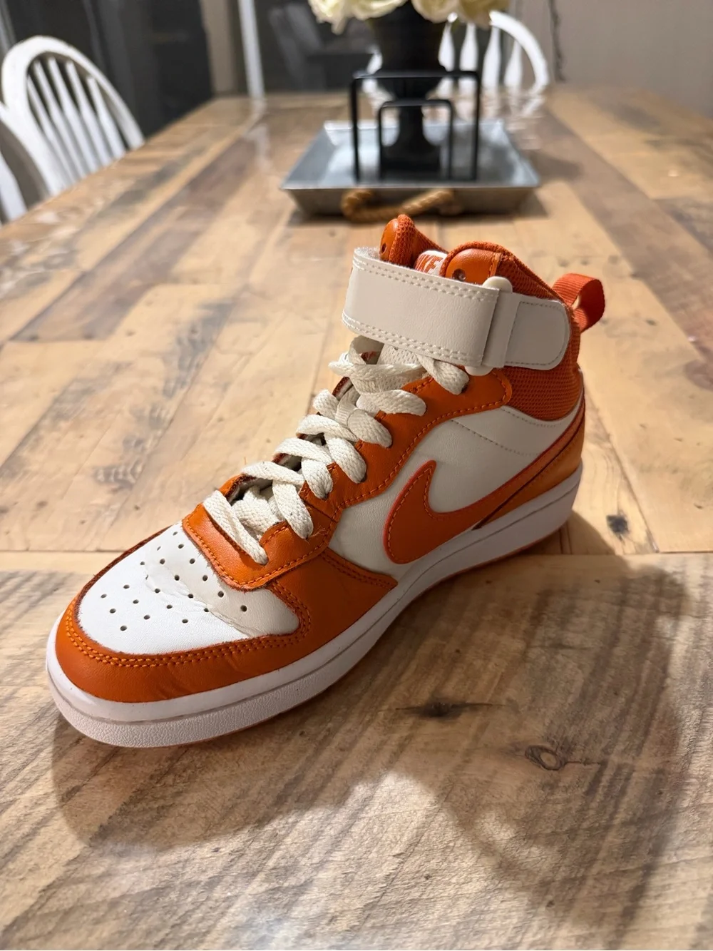 Nike Court Borough Mid 2 High Top Sneakers | White / Starfish Orange | Size 3.5Y
